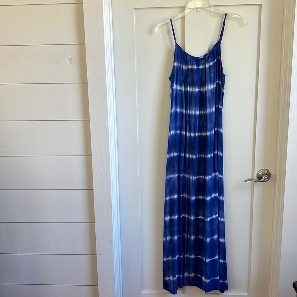 Merona Blue and White Tie Dye Maxi Dress